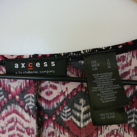 SALE Axcess patterned faux wrap pink black dress - Picture 3 of 6